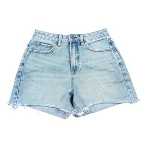 Billabong Denim Jeans  Shorts Womens Sz 28 High Waist Raw Hem Light Wash Casual